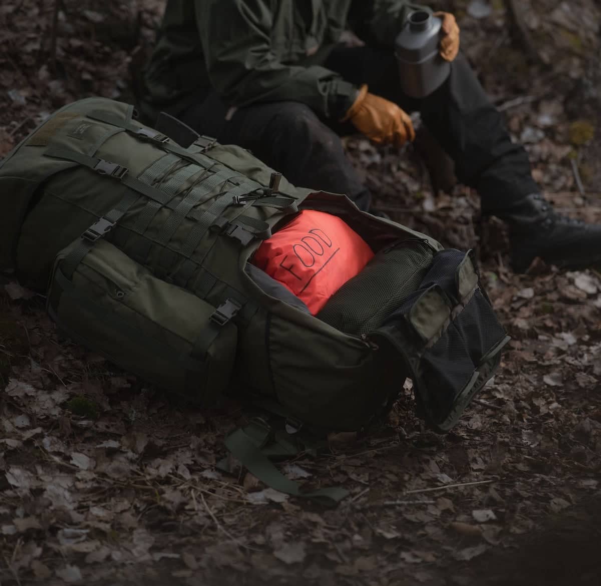 Rucksack, Outdoor, Militärgrün, Rucksack Innenfach, Wasserflasche