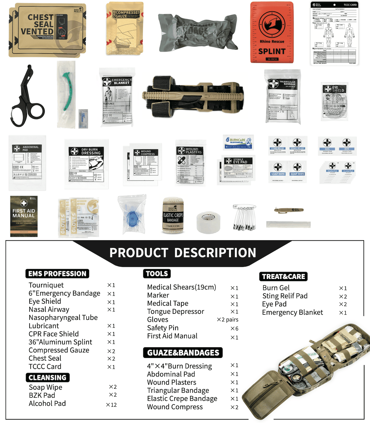 taktischer kit, medizinische versorgung, erste hilfe, notfall decke, splint